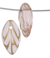 11×7mm Light Rosaline/Gold Glass Leaves (25 pcs)